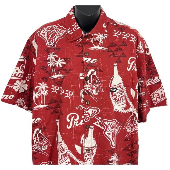 Rix Red Hawaiian Aloha Shirt Primo Beer Size Large L Short Sleeve Men Causal EUC - Picture 3 of 8